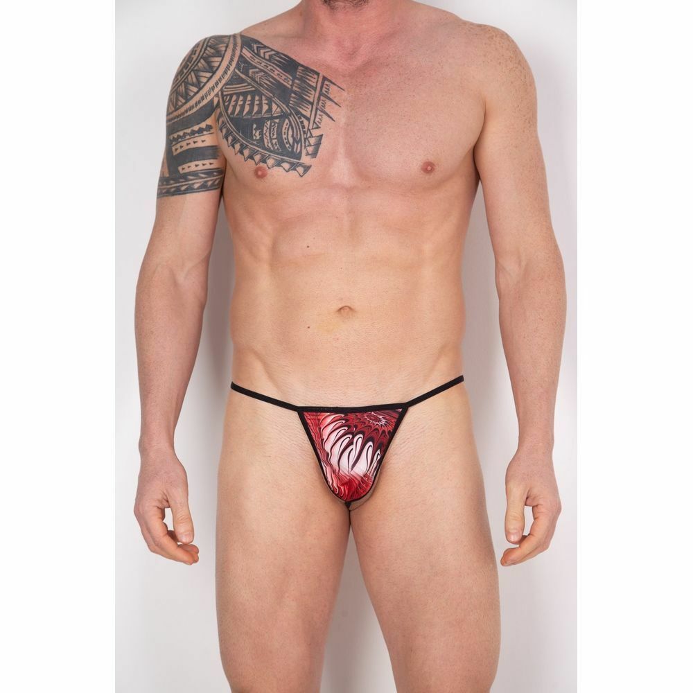 Мужские трусы стринги красные с принтом Cosmos Colors CP01_BRW