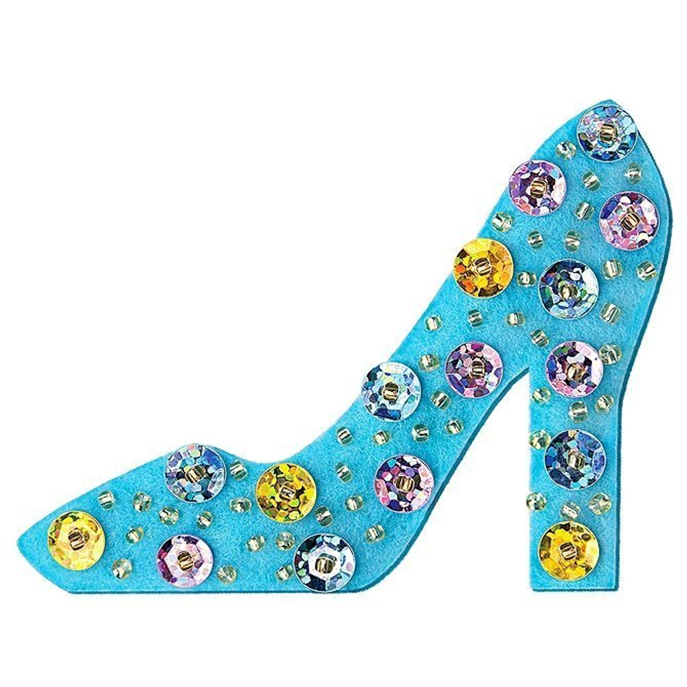 Набор для изготовления дизайнерского украшения для одежды Клевер, картонная упаковка, "Яркая туфелька"