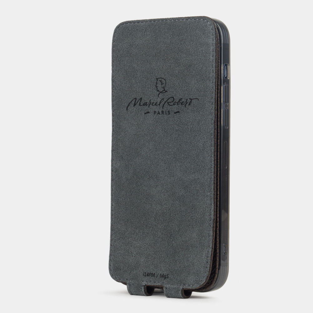 Чехол для iPhone 14 Pro Max из кожи сафьяно, коричневого цвета