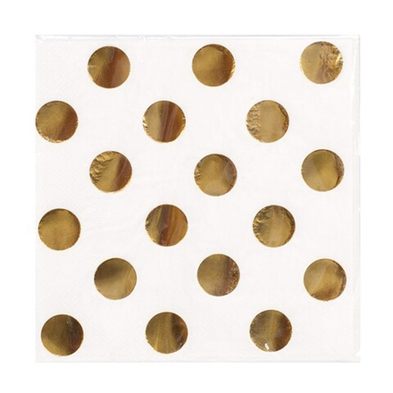 Салфетки с фольгированным золотым горошком, 33 см, 6 шт