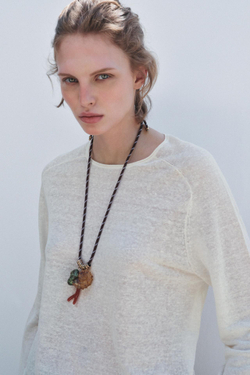 ZARA СВИТЕР ИЗ СМЕСОВОГО ЛЬНА, ЭКРЮ