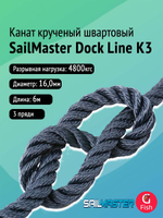 Канат крученый швартовый SailMaster Dock Line К3 16,0 мм, Navy Blue, 4800 кгс, 6 м, пакет