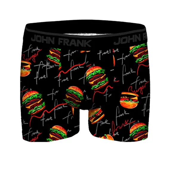 Мужские трусы боксеры черные с принтом JOHN FRANK JFBD361-FRANK BURGER