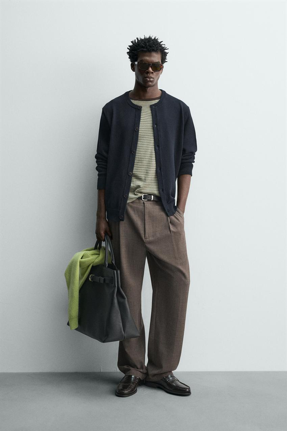 ZARA КАРДИГАН ИЗ ХЛОПКА КЛАССИЧЕСКОГО КРОЯ, МОРСКОЙ ТЕМНО-СИНИЙ