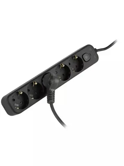 Сетевой фильтр Intro SFE515-B с базовой защитой с заземлением с выключателем 5 розеток 1,5м 10А черный / удлинитель сетевой 1,5м