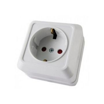 Розетка MAKEL 1-местная бел. о/п с/з 16А 250В