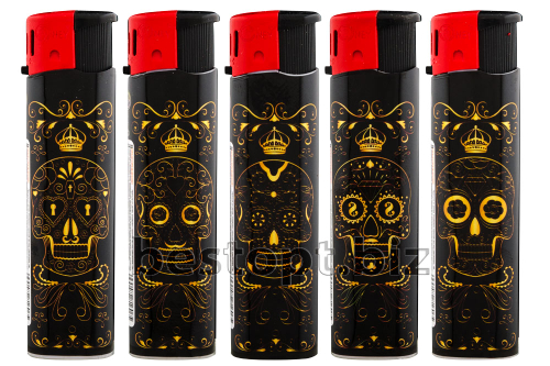 Пьезо зажигалки "Oney" PA-02(06) Золотой череп 50шт*20/1000