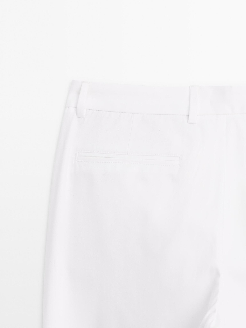 Massimo Dutti Узкие брюки из хлопковой смесовой ткани, кремовый