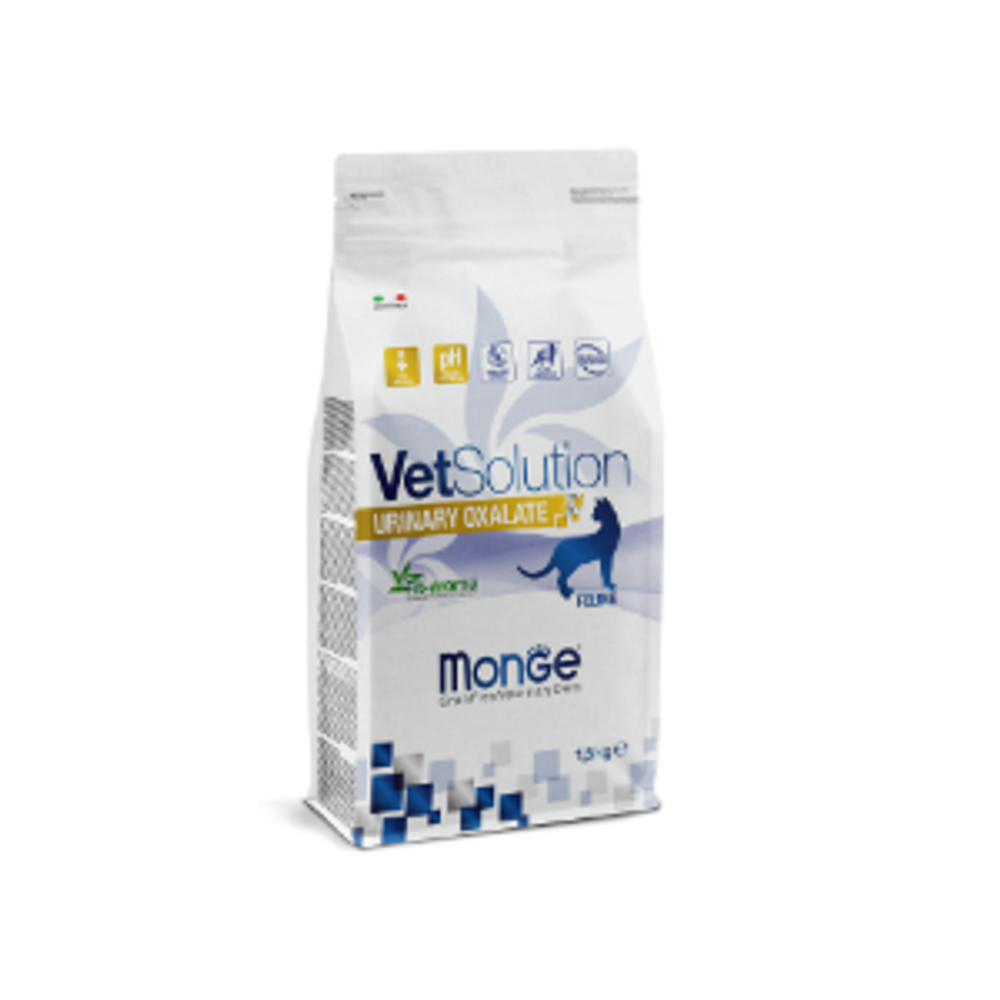 Сухой корм диетический для кошек при заболеваниях мочеполовой системы и оксалатном течении МКБ Monge VetSolution Cat Urinary Oxalate Уринари Оксалат 1,5кг