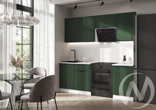 Кухня Николь 2;1м (белый/холст темно-зеленый/антарес)