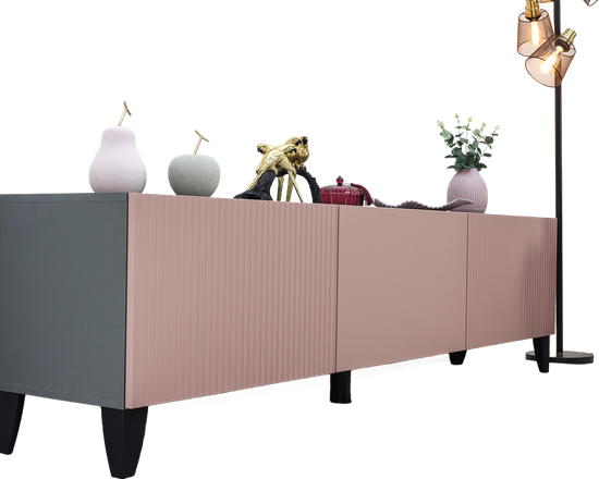 Тумба-ТВ СИРИНИЯ графит серый / пудра