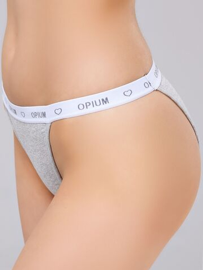 Женские трусики-танга с брендированной резинкой (Размер: M) (Цвет: серый)