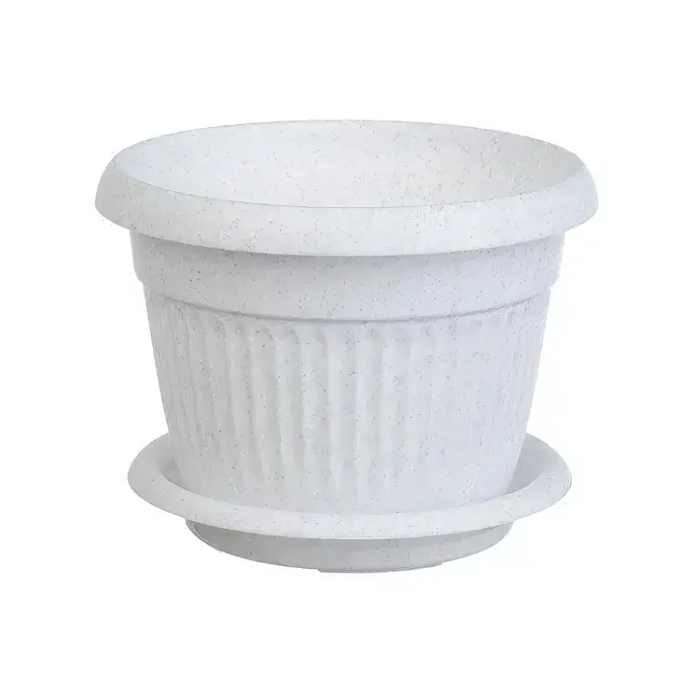 Кашпо ЛИВИЯ D160мм 1,4л с поддоном Мраморный 0,125,16х0,16м