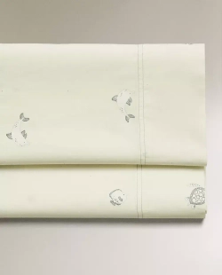 ZARA HOME ДЕТСКАЯ ПРОСТЫНЯ С МОРСКИМИ МОТИВАМИ, СВЕТЛО-ЗЕЛЕНЫЙ