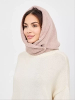 Капор зимний вязаный капюшон на флисе