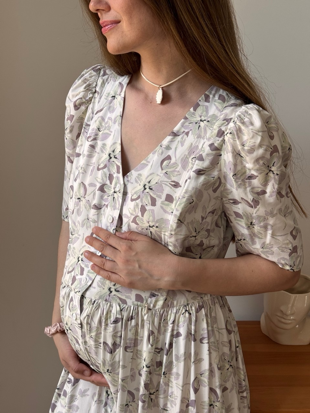 Платье Шарлотта для беременных и кормящих, Айвори с акварельными цветами