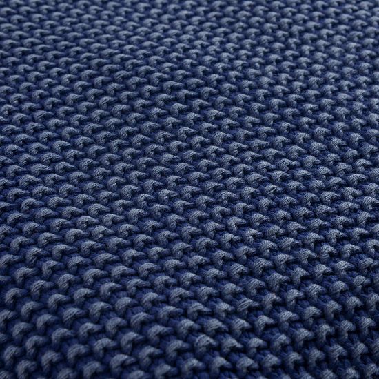 Плед из стираного хлопка темно-синего цвета из коллекции essential, 130х180 см