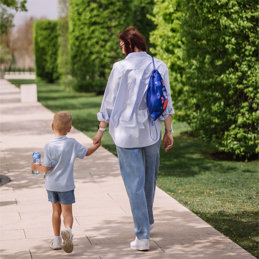 Мешок в садик 33х40, Котик пилот (синий)