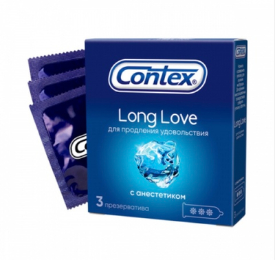 Презервативы Contex Long Love с анестетиком, 3 шт.