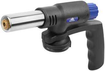 Горелка газовая на цанговый баллон, пласт.корпус с рукоятью, с пьезоподжигом, сопло 22 мм