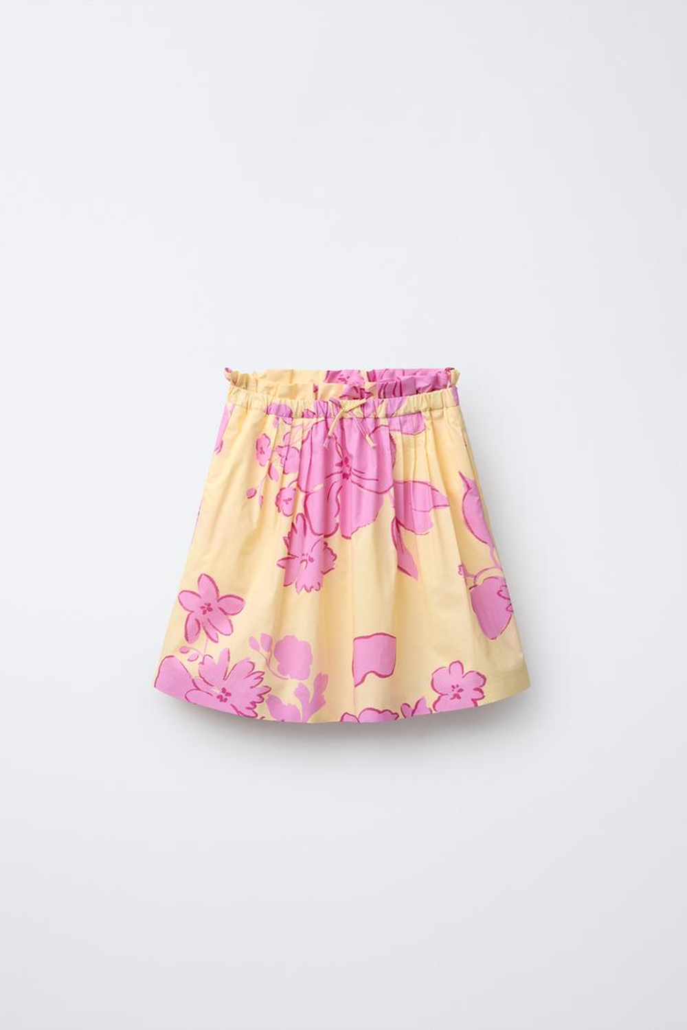 ZARA ЮБКА МИДИ С ЦВЕТОЧНЫМ ПРИНТОМ, ПАСТЕЛЬНО-ЖЕЛТЫЙ