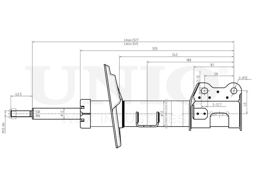 Амортизатор газовый передней подвески правый UNIO SAB-10027