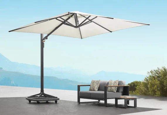 Зонт профессиональный Levia 3х3 м, антрацит, тортора. База и светильник в комплекте