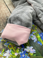 Комплект на выписку 6 предметов велюр "Мишка" (Цвет: Серо-розовый)