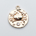 Подвеска Знак Зодиака Рак, цвет золото, фианит, размер 16*14 мм, цена за 1 шт