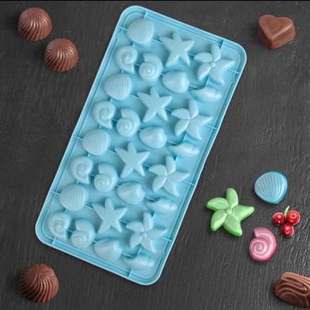 Форма для шоколада 28×14,5 см «Морское дно», 28 ячеек