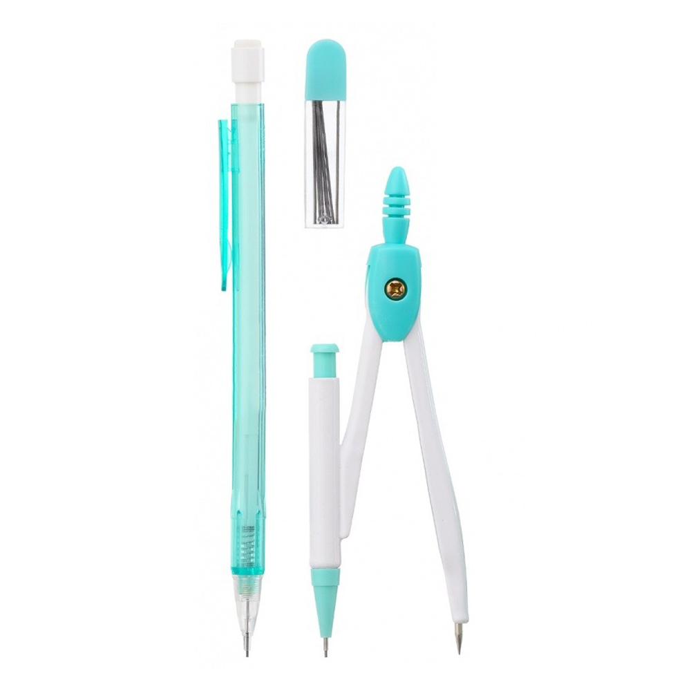 Готовальня Basir 7 предметов в пластиковом футляре, серия "Лапки", циркуль с запасными частями + набор пластиковых линеек