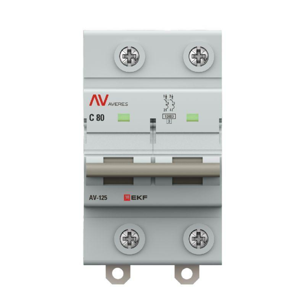 Выключатель автоматический 2п C 80А 10кА AV-125 AVERES EKF mcb125-2-80C-av