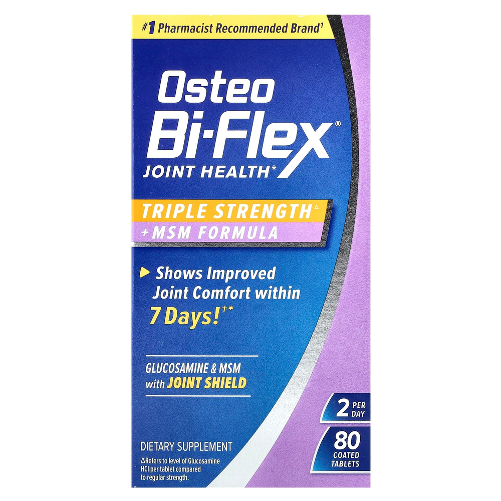Osteo Bi-Flex, Здоровье суставов, тройная сила + формула MSM, 80 таблеток в оболочке