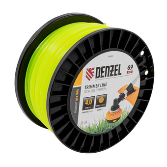 Леска для триммера круглая, 4,0мм х 69м, на DIN катушке FLEX CORD,  Denzel