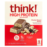 Think !, Высокопротеиновые батончики, кусочки арахисовой пасты, 5 батончиков, 60 г (2,1 унции) каждый