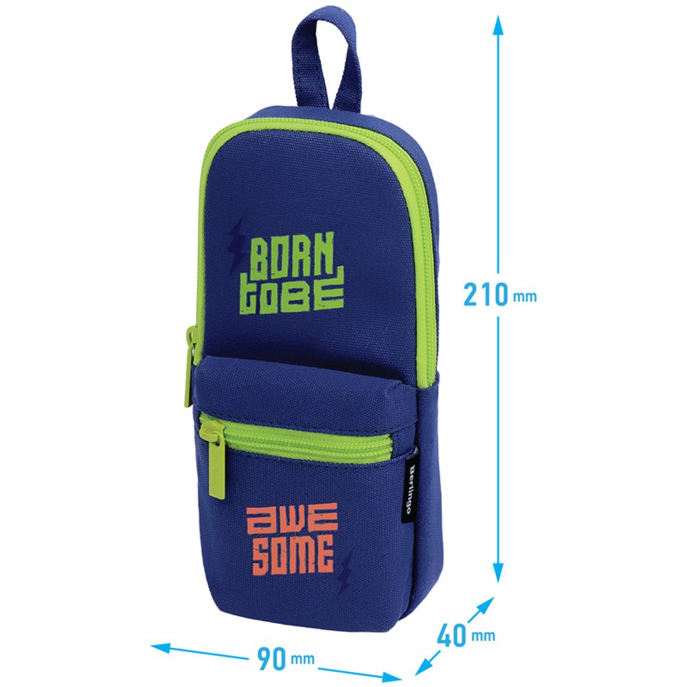 Пенал мягкий 1 отделение, 1 карман, 210*90*40 Berlingo "Born to be", текстиль