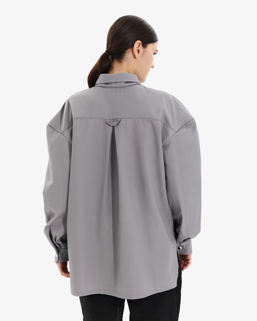 Рубашка Borozna c вышивкой ниточка серая