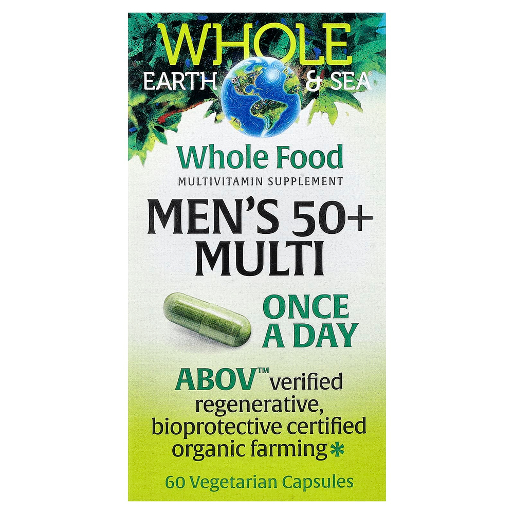 Natural Factors, Whole Earth & Sea®, мультивитамины для мужчин старше 50 лет, 60 вегетарианских капсул