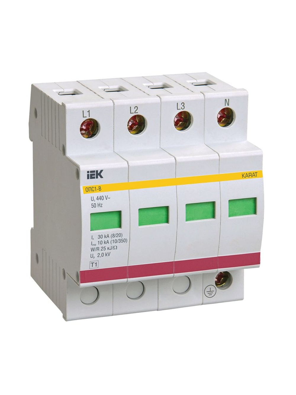Ограничитель перенапряжения ОПС1-B 4P KARAT IEK MOP20-4-B