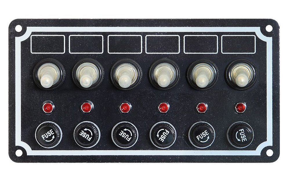 Панель выключателей для судна, 6 тумблеров, серебристая (10247864)