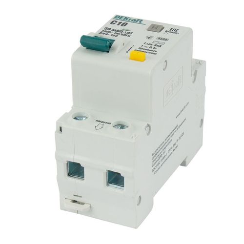 Выключатель автоматический дифференциального тока двухполюсной С 10А DEKraft