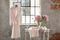 ANTOINETTE розовый женский халат с полотенцем и тапочками Tivolyo Home (Турция)