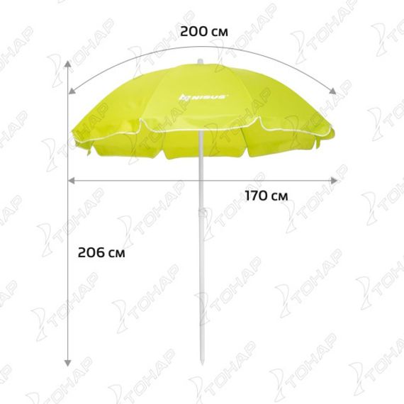 Зонт пляжный NISUS d 2,00м прямой (28/32/210D) N-200