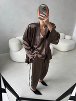 Топ Ацетат с органзой (кофейный хаки)