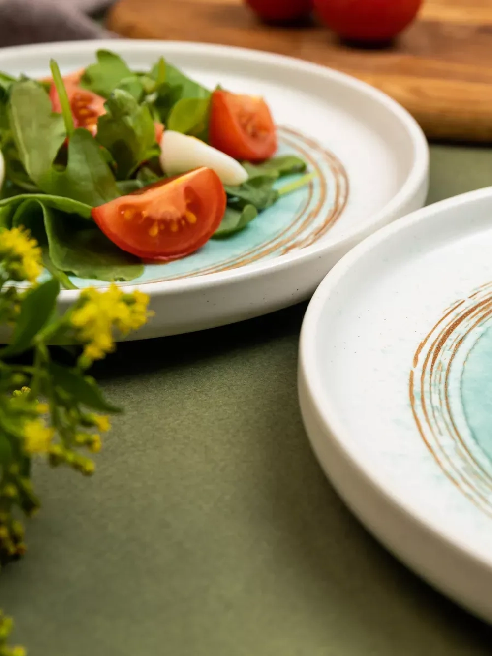 Тарелка с бортиком, Аквамариновое золото, диаметр 21 см 6 шт