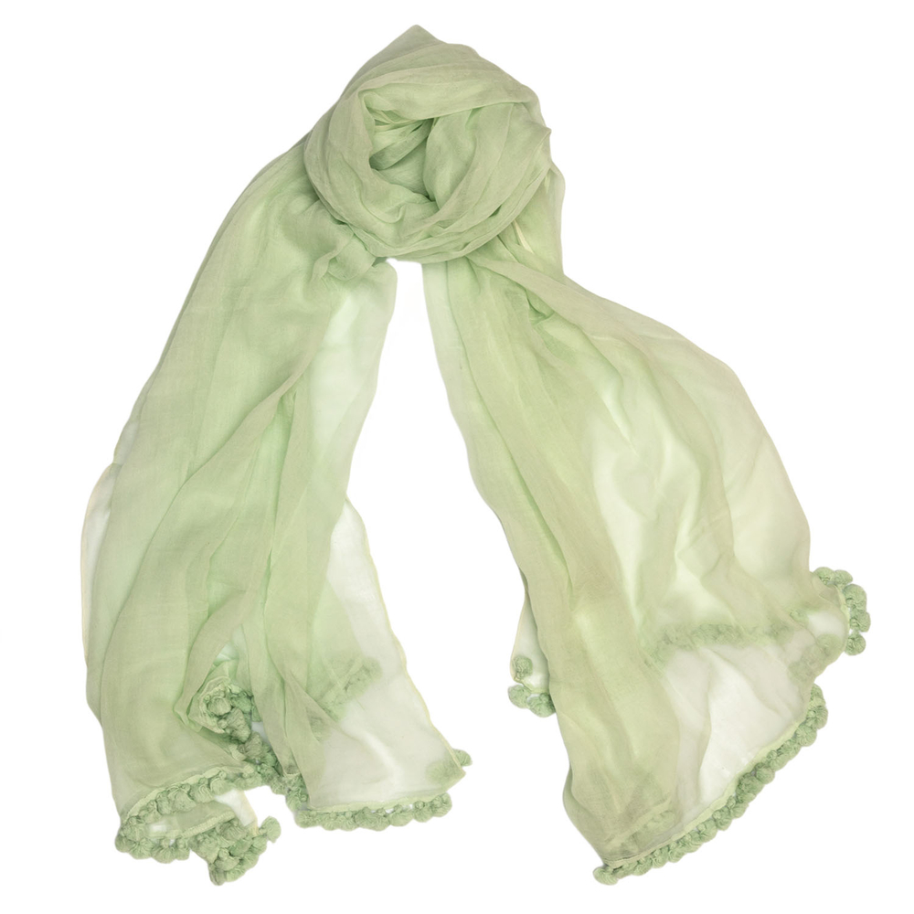 Шаль POMPON VERT Шаль с помпонами Petrusse 100x200 Бирюзовый