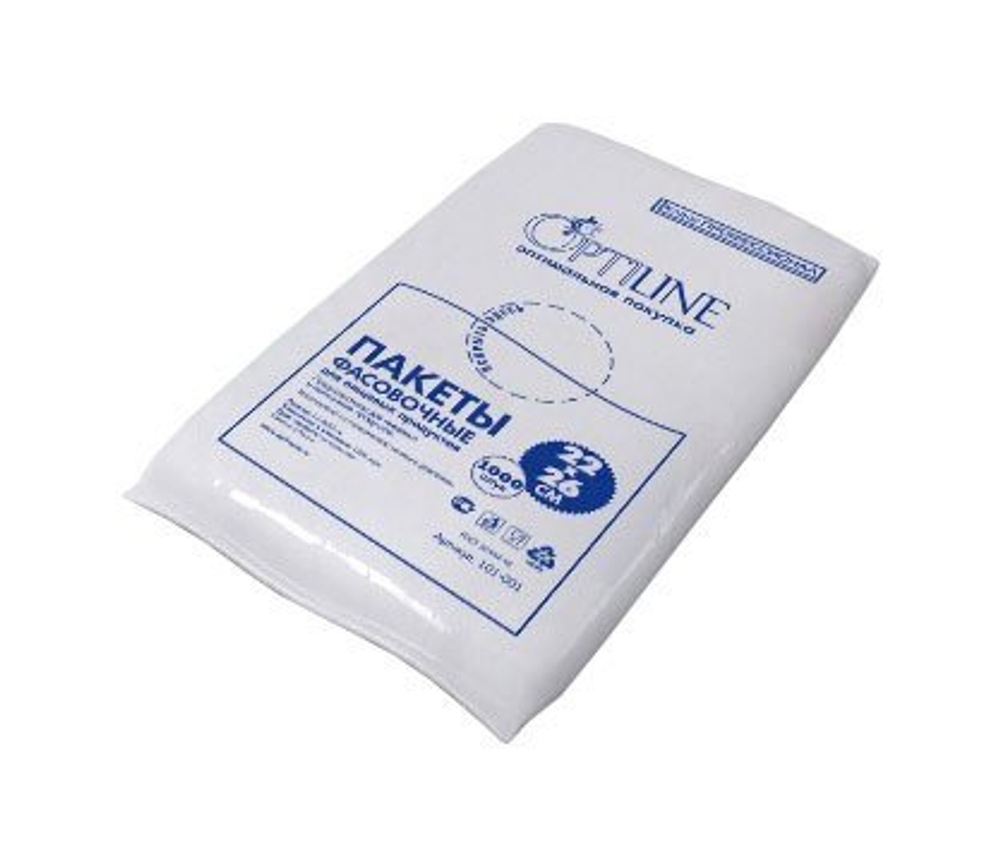 Пакет фасовочный Optiline, ПНД, 14+8х26см, евроблок, 1000 штук