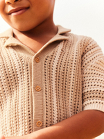 Кардиган вязаный с коротким рукавом и шорты вязаные в комплекте для мальчика Next 151-373, Бежевый