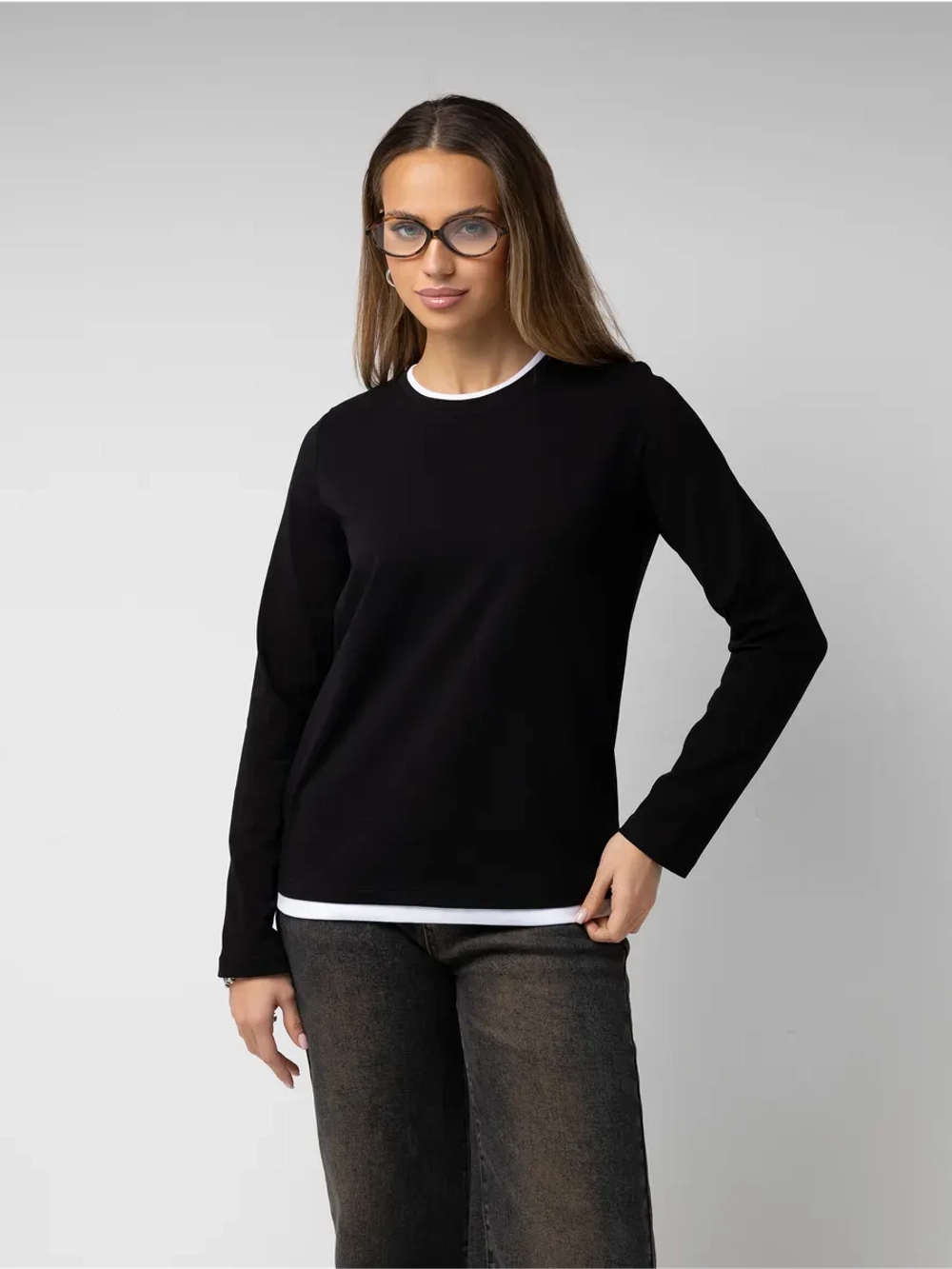 Лонгслив двойной базовый