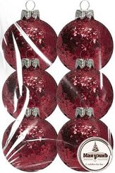 Набор пластиковых шаров Серпантин, 65 мм., 6шт., красный, ПромЕлка (НШИПЛС-65Red)